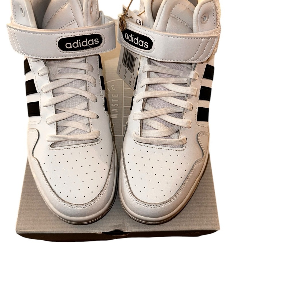 Adidas White and Black Striped Sneakers​ - Picture 2 of 5